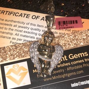 Real diamond angel pendant, not CZ not moissanite, genuine diamond angel charm